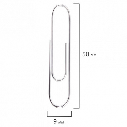 Скрепки большие 50 мм, STAFF "EVERYDAY", никелированные, 50 шт., в картонной коробке, 226759