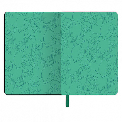 Блокнот МАЛЫЙ ФОРМАТ (100х150 мм) А6, BRAUBERG VISTA "Lemon Story", под кожу, гибкий, срез фольга, 80 л., 112096