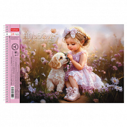 Альбом для рисования А4 24 л., спираль, обложка картон, HATBER, 198х300 мм, "Нежная любовь" (5 видов), 085258, 24А4Всп