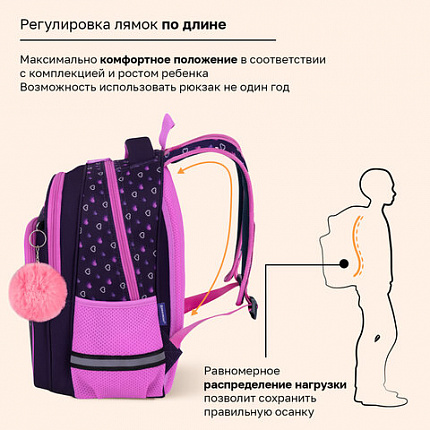 Рюкзак BRAUBERG PROFI, 2 отделения, с брелком, "Одинокий котик", 36х27х19 см, 274415