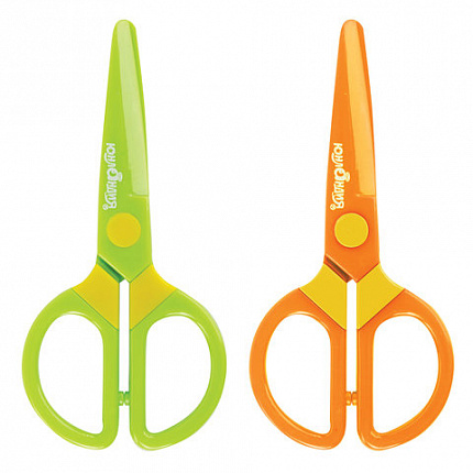 Ножницы ЮНЛАНДИЯ "МУЛЬТЯШКИ", 125 мм, с безопасными пластиковыми лезвиями, зеленые, 236983