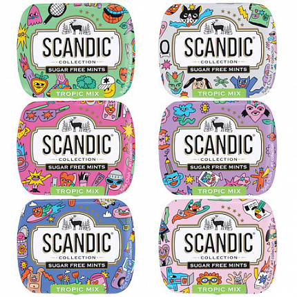 Драже освежающие SCANDIC без сахара со вкусом "Тропический микс", 14 г