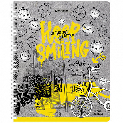 Тетрадь А5 48 л. BRAUBERG, гребень, клетка, обложка картон, "Urban Style" (4 вида в спайке), 404338