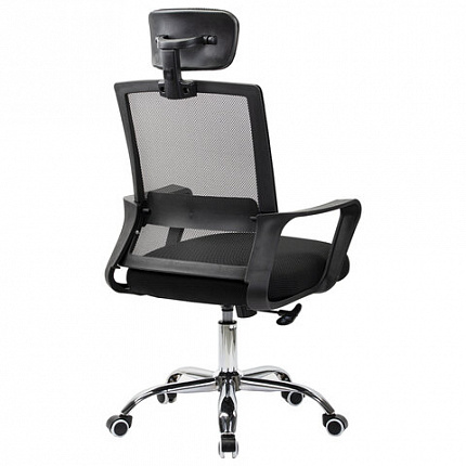 Кресло CROMEX (КРОМЕКС) "Debut CH-697", ХРОМ, с подлокотниками, механизм качания, сетка/ткань TW, черное, 533068