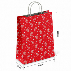 Крафт-пакет бумажный "Сюрприз" 22х12х25 см, с кручеными ручками, плотность 100 г/м2, белый, 113150