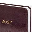 Ежедневник датированный 2027 А5 138х213мм BRAUBERG Elegant, под кожу, застежка, бордовый, 118013