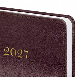 Ежедневник датированный 2027 А5 138х213мм BRAUBERG Elegant, под кожу, застежка, бордовый, 118013