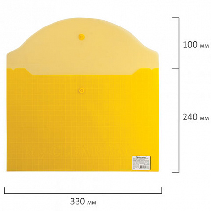 Папка-конверт с кнопкой BRAUBERG "My CLEAR BAG", А4, до 100 листов, прозрачная, ассорти, 0,15 мм, 225174