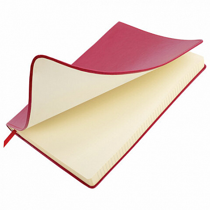 Блокнот БОЛЬШОЙ ФОРМАТ (200х252 мм) В5, BRAUBERG "Income", кожзам, 128 л., клетка, красный, 125205