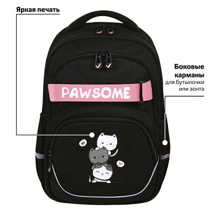 Рюкзак BRAUBERG MOTION, 2 отделения, 3 кармана, "Cat tower", 41х28х17 см, 272033