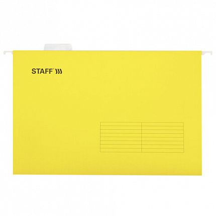 Подвесные папки A4/Foolscap (404х240 мм) до 80 л., КОМПЛЕКТ 10 шт., желтые, картон, STAFF, 270935