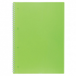 Тетрадь обложка пластик, А4, 80 л., гребень, клетка, HATBER, "LINE NEON" Зеленая, 081542, 80Т4В1гр_03034