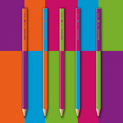 Карандаш чернографитный BRAUBERG "MIX", 1 шт., HB, корпус ассорти, 181761