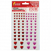 Стразы самоклеящиеся "Сердце", 6-15 мм, 80 шт., розовые/красные, на подложке, ОСТРОВ СОКРОВИЩ, 661399