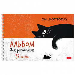 Альбом для рисования А4, 32 л., спираль, рельефный картон, HATBER, 198х300 мм, "Котэ" (5 видов), 094699, 32А4тВсп