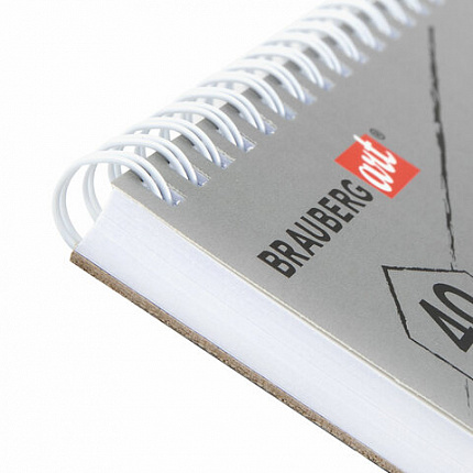 Скетчбук, белая бумага 160 г/м2, 140х201 мм, 40 л., гребень, жесткая подложка, BRAUBERG ART, ассорти, 115071