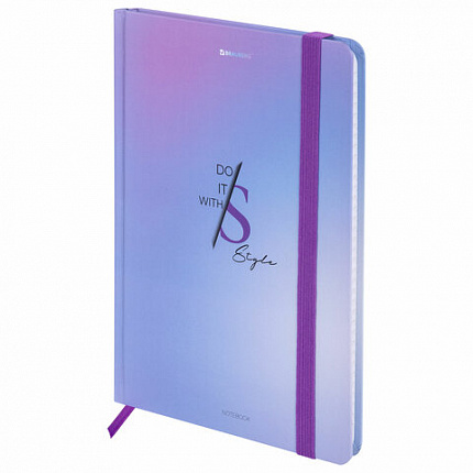 Блокнот с резинкой в клетку 96 л., А5 145х203 мм, твердая обложка, BRAUBERG, "Style", 116320