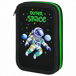 Пенал ПИФАГОР, 3 отделения, ламинированный картон, 19х11 см, "Outer space", 273488