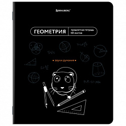 Тетрадь предметная МЕМЫ 48 л., TWIN-лак, ГЕОМЕТРИЯ, клетка, подсказки, BRAUBERG, 405101
