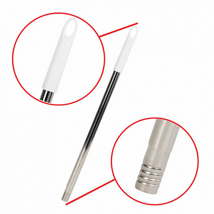 Совок для мусора КОМПЛЕКТ щетка + 2 рукоятки по 80 см, бело-серый, регулируемый углол щетки, разборный, колорбокс, LAIMA, 608953