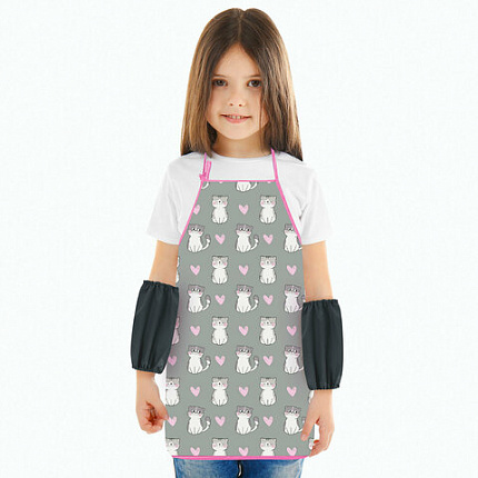 Фартук с нарукавниками для уроков труда ЮНЛАНДИЯ, регулировка по росту, 46х54 см, Sweet whiskers, 273766