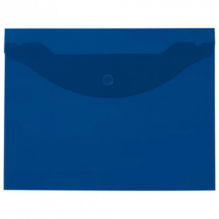 Папка-конверт с кнопкой прозрачная МАЛОГО ФОРМАТА А5, BRAUBERG UNIVERSAL, синяя, 0,15 мм, 273066