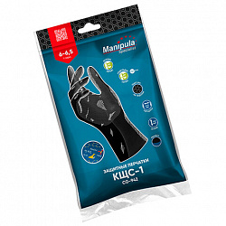 Перчатки латексные MANIPULA "КЩС-1", двухслойные, размер 8, M (средний), черные, L-U-03/CG-942