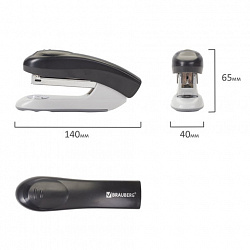 Степлер №24/6, 26/6 BRAUBERG "Original", до 25 листов, черный, 222533