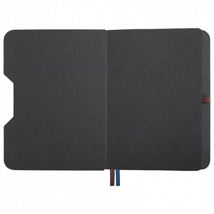 Блокнот А5 (162х218 мм), BRAUBERG "NOTE", под кожу софт-тач, с резинкой, 80 л., клетка, коричневый, 113436