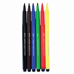 Фломастеры KOH-I-NOOR "TEENAGE" 1002, 6 цветов, смываемые, картонная упаковка, европодвес, 771002JF23KS