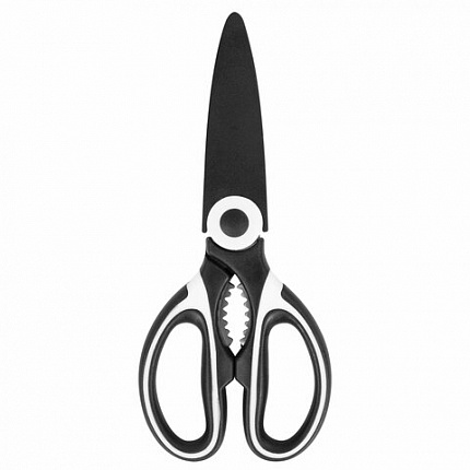 Ножницы кухонные DASWERK (ДАСВЕРК), 210 мм, с орехоколом, открывашкой, футляром для лезвий, 608904