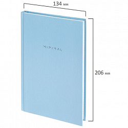 Блокнот А5 134х206 мм, 80 л., твёрдый, клетка, BRAUBERG "Minimal", голубой, 116442
