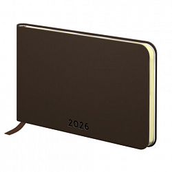 Еженедельник датированный 2026 МАЛЫЙ ФОРМАТ 105х160 мм, А6, BRAUBERG "Unique", темно-коричневый, 117207