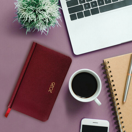 Еженедельник датированный 2026, МАЛЫЙ ФОРМАТ 95х155 мм, А6, BRAUBERG "Select", балакрон, бордо, 117194