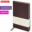 Еженедельник датированный 2026 А5 145х215 мм, BRAUBERG "Comodo", под кожу, темно-коричневый, 117166