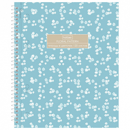 Тетрадь А5, 120 л., HATBER, спираль, клетка, Soft-touch ламинация, 3 разделителя, "Floral", 094225, 120Тр5лВ1сп_357