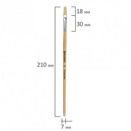 Кисть BRAUBERG, щетина, плоская, № 8, 200202