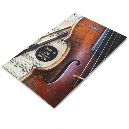 Дневник для музыкальной школы 140х210 мм, 48 л., твердый, BRAUBERG, выборочный лак, справочный материал, "Симфония", 103601