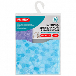 Шторка для ванной EVA, 180х200 см, кольца в комплекте, СИНЯЯ ЛЕДЯНАЯ СВЕЖЕСТЬ, PRIMILA (ПРИМИЛА), 700100