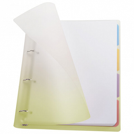 Тетрадь на кольцах БОЛЬШАЯ 305х230мм А4, 120л, пластик, с разделителями, BRAUBERG, Желтый, 404624