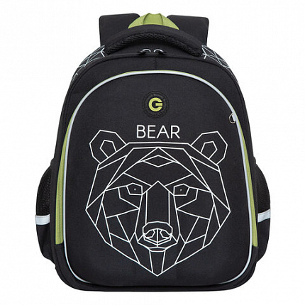 Ранец GRIZZLY анатомическая спинка, c бейджем, для мальчиков, "BEAR", 36х28х20 см, RAz-287-9/1
