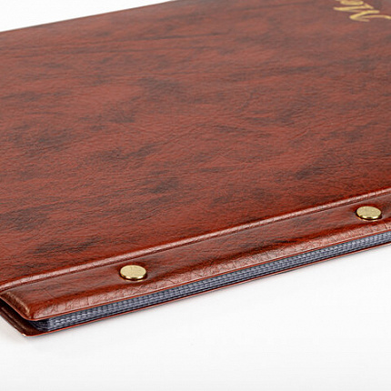 Папка "Меню" на трех винтах, с 10 файлами, 220х320 мм, коричневая, "ДПС", 2273.М-104