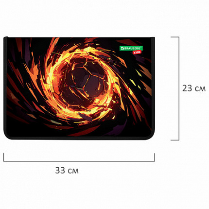 Папка для тетрадей BRAUBERG KIDS А4, 1 отделение, пластик, молния вокруг, "Fire split", 273338