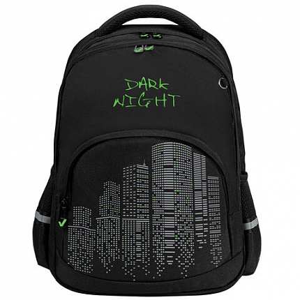Рюкзак BRAUBERG SOFT, 2 отделения, 3 кармана, "Dark night", СВЕТООТРАЖАЮЩИЙ ПРИНТ, 40х31х15 см, 273119