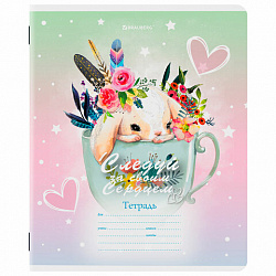 Тетрадь 12 л. BRAUBERG клетка, обложка картон, ЗВЕРУШКИ, 107264