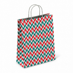 Крафт-пакет бумажный "Зигзаг" 26х15х35 см, с кручеными ручками, плотность 100 г/м2, белый, 113211
