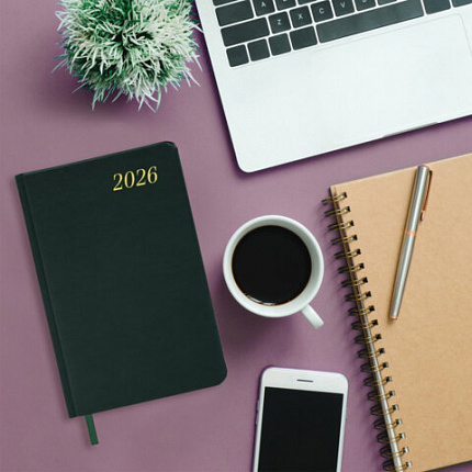 Ежедневник датированный 2026 А5 138x213 мм, BRAUBERG "Iguana", под кожу, темно-зеленый, 117058