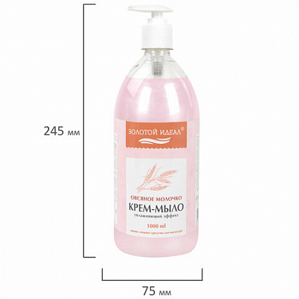 Мыло-крем жидкое 1 л, ЗОЛОТОЙ ИДЕАЛ "Овсяное молочко", дозатор, 609429
