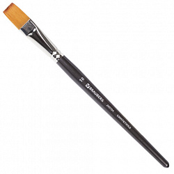 Кисть художественная профессиональная BRAUBERG ART CLASSIC, синтетика мягкая под колонок, плоская, № 18, короткая ручка, 200704