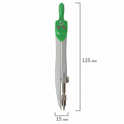 Готовальня BRAUBERG "Klasse", 5 предметов: циркуль 125 мм, 2 вставки, грифель, точилка, пенал с подвесом, 210336